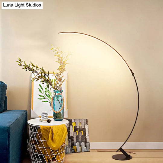 Contemporary Arched Led Floor Lamp In Metallic Coffee - Enhance Your Living Room Lighting!