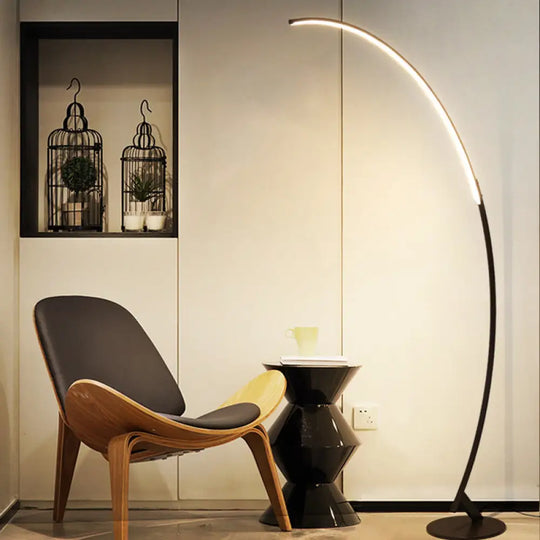 Contemporary Arched Led Floor Lamp In Metallic Coffee - Enhance Your Living Room Lighting! / Remote