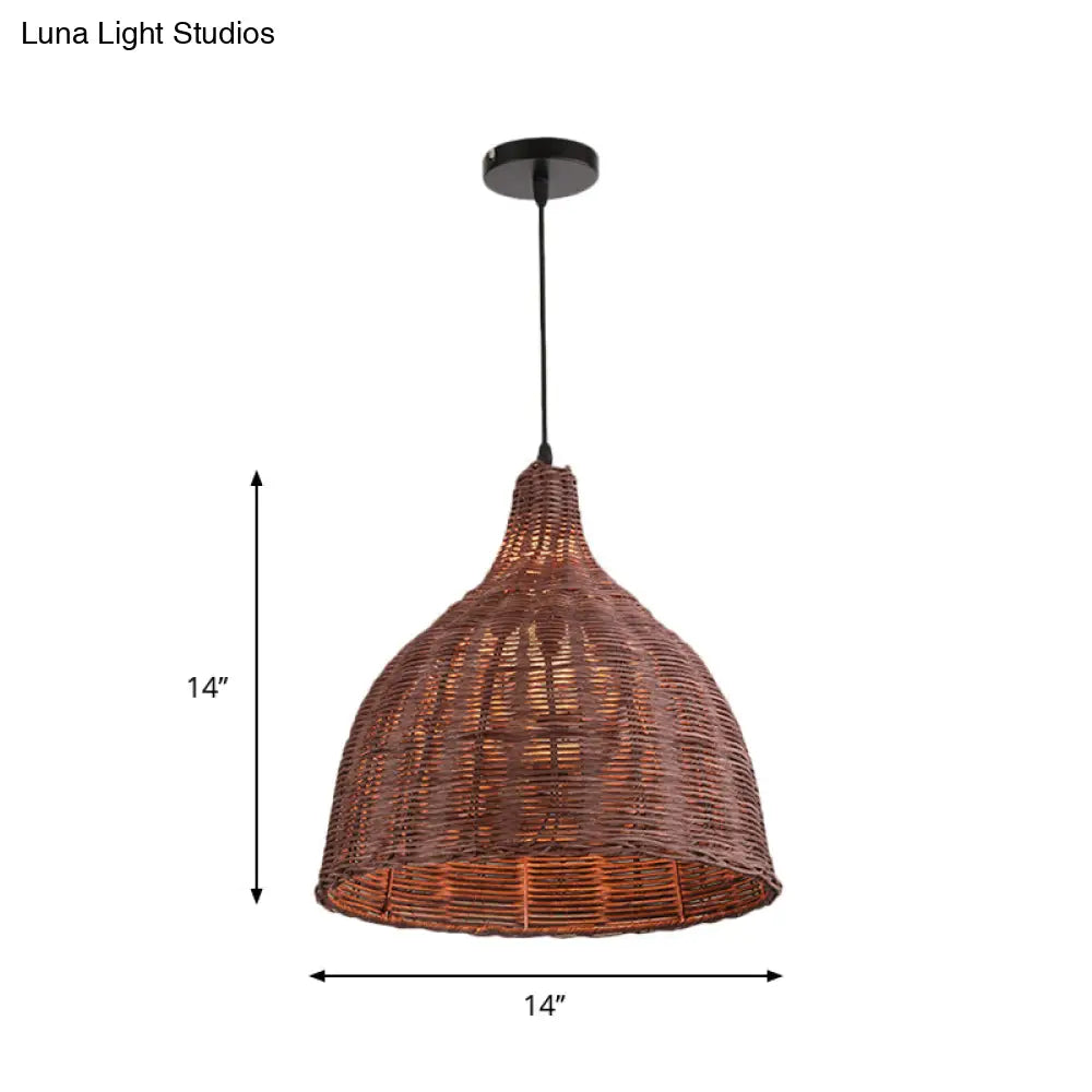 Contemporary Bamboo Basket/Trumpet Hanging Lamp Ceiling Pendant Light For Restaurant