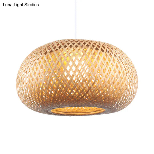 Bamboo Donut Pendant: Contemporary Wood Ceiling Light