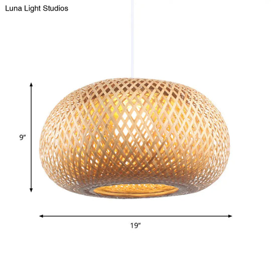 Bamboo Donut Pendant: Contemporary Wood Ceiling Light