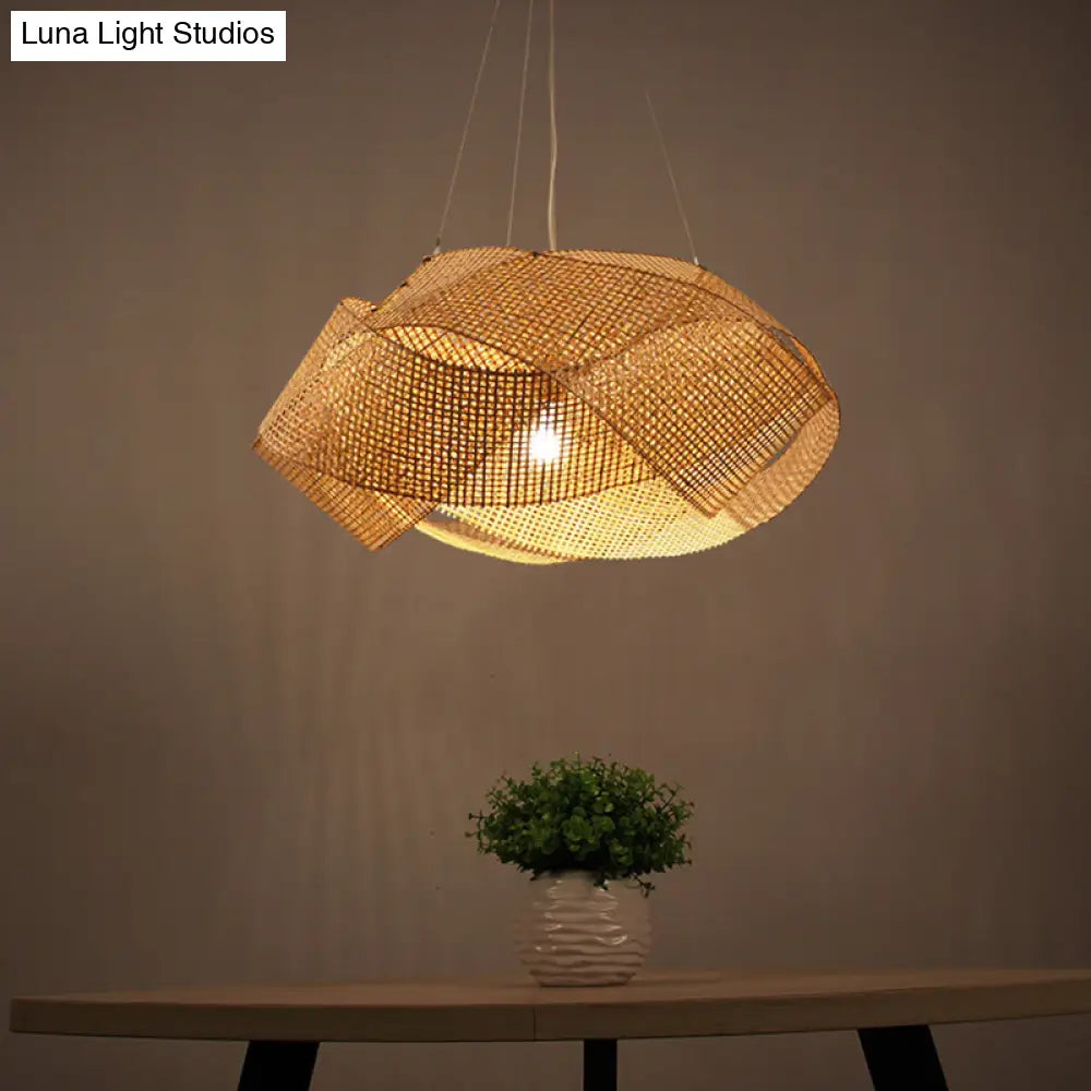 Contemporary Bamboo Pendant Light - Beige 16/19.5/27.5 W For Dining Room Ceiling