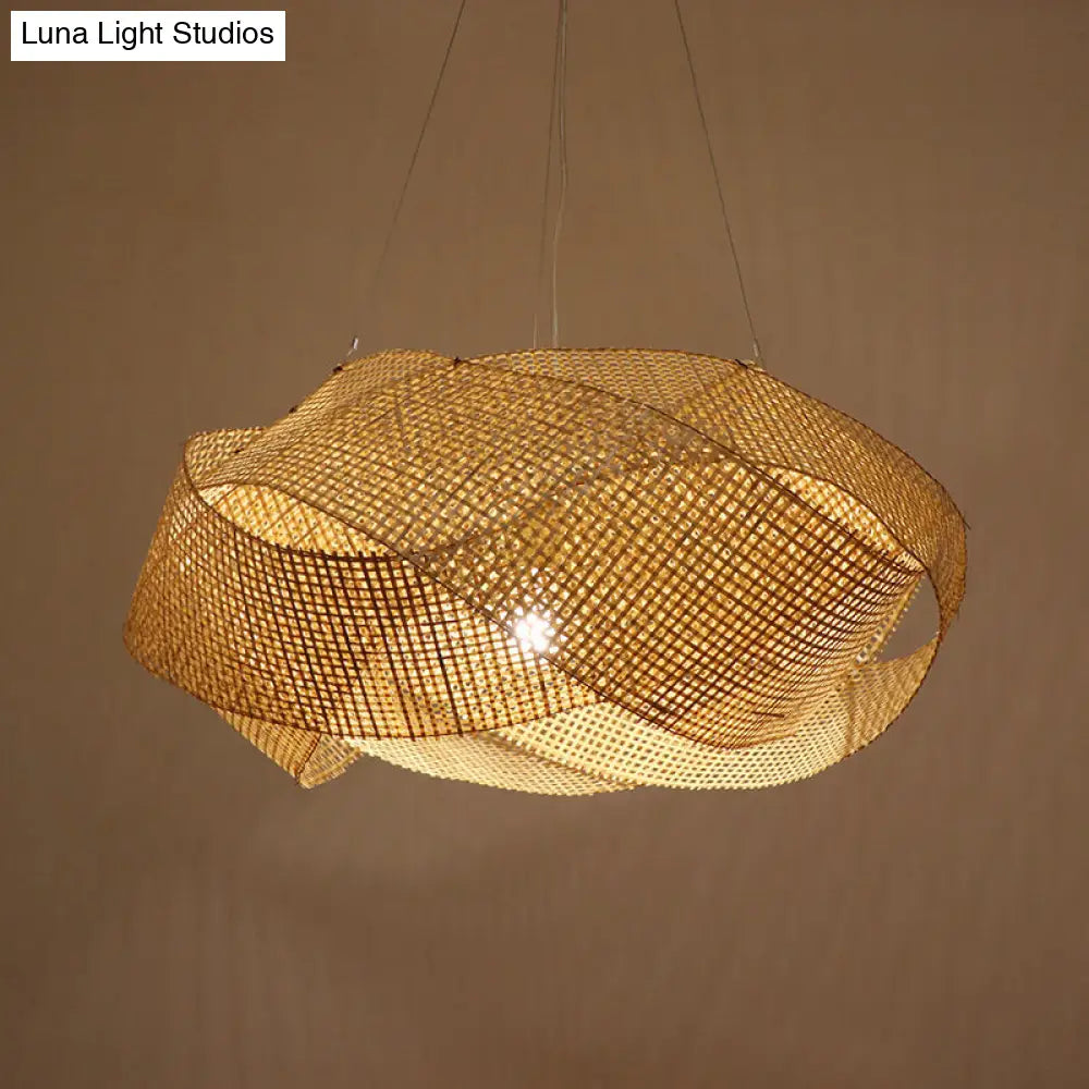 Contemporary Bamboo Pendant Light - Beige 16/19.5/27.5 W For Dining Room Ceiling