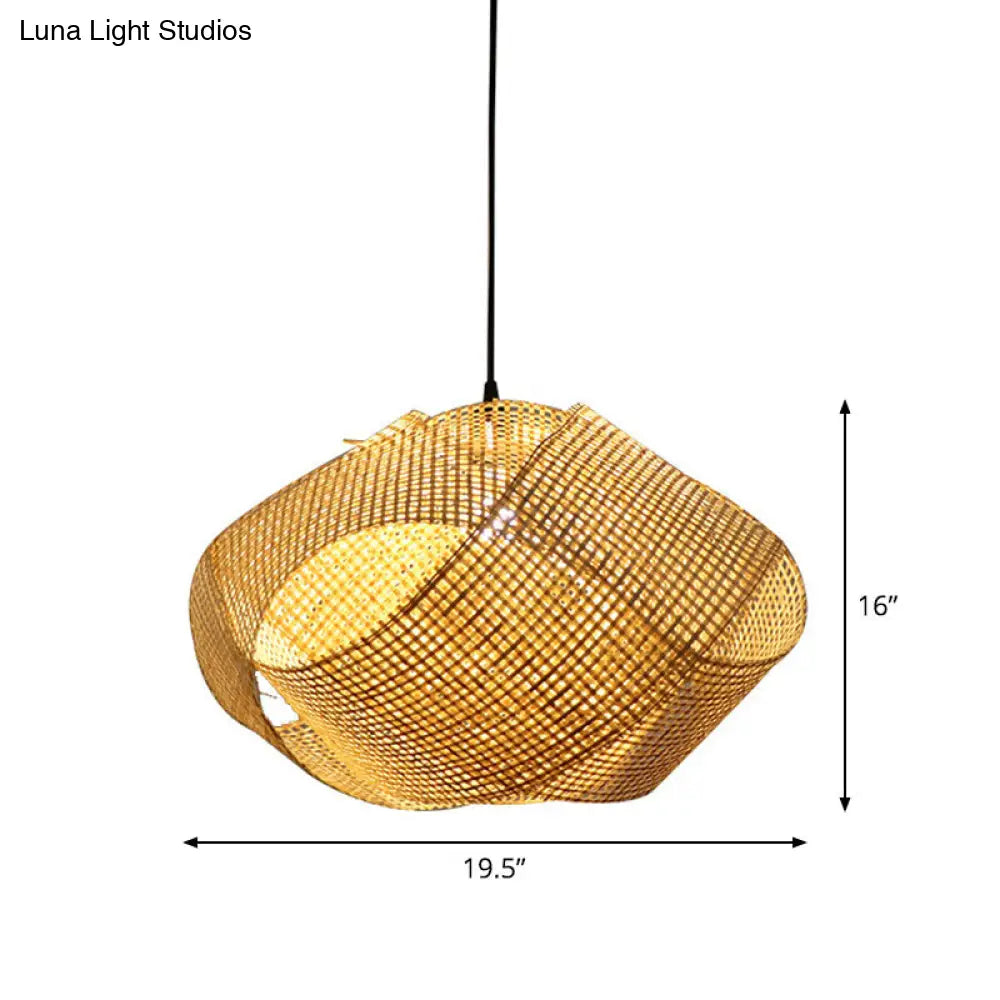 Contemporary Bamboo Pendant Light - Beige 16/19.5/27.5 W For Dining Room Ceiling