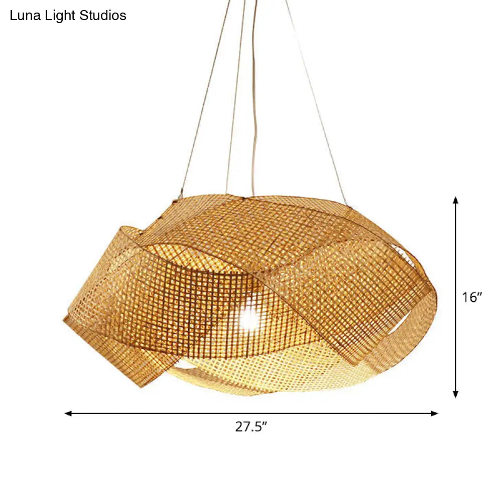 Contemporary Bamboo Pendant Light - Beige 16/19.5/27.5 W For Dining Room Ceiling