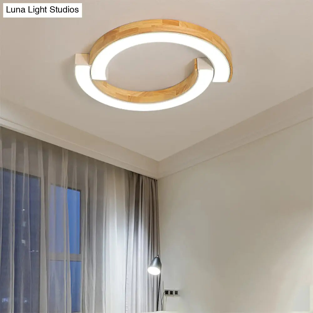 Contemporary Bedroom Ceiling Lamp - 2-Arch Bridge Design Acrylic Led Light 15/19 Width Black/White