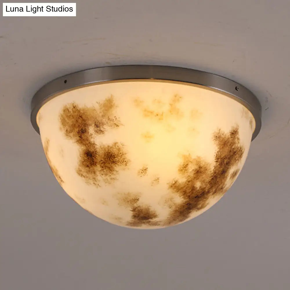 Contemporary Bedroom Flush Mount Ceiling Light Satin Nickel / F