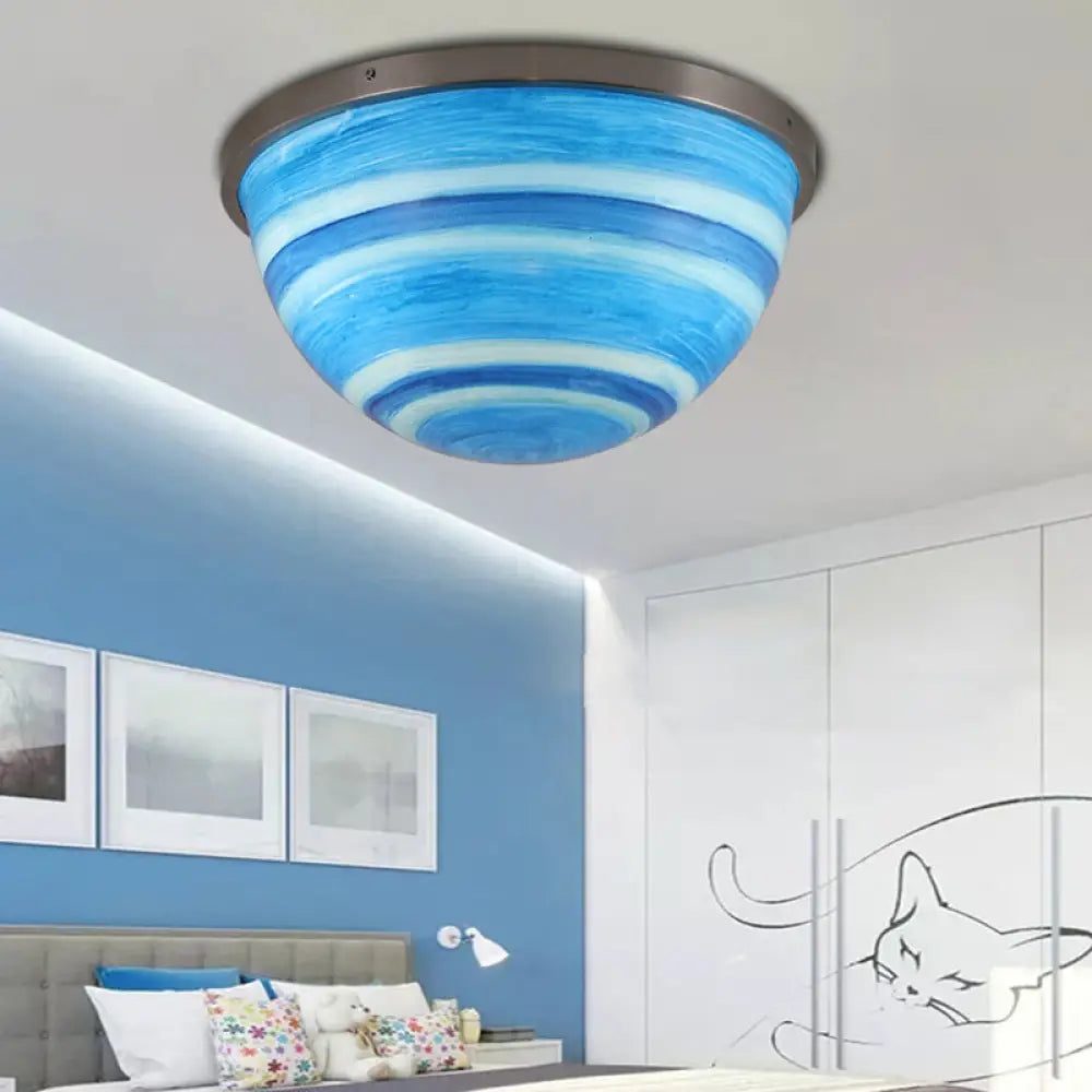 Contemporary Bedroom Flush Mount Ceiling Light Satin Nickel / B