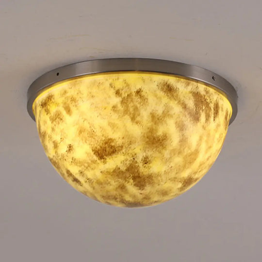 Contemporary Bedroom Flush Mount Ceiling Light Satin Nickel / H
