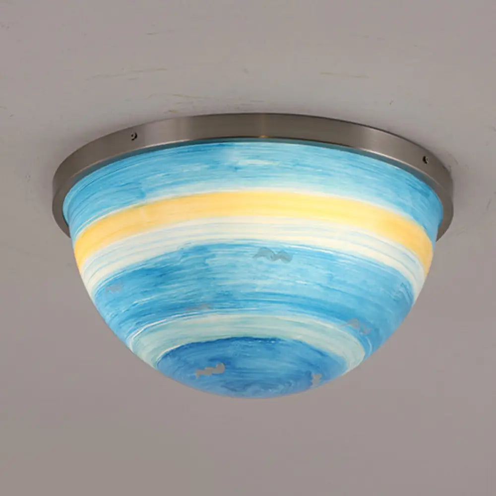 Contemporary Bedroom Flush Mount Ceiling Light Satin Nickel / J