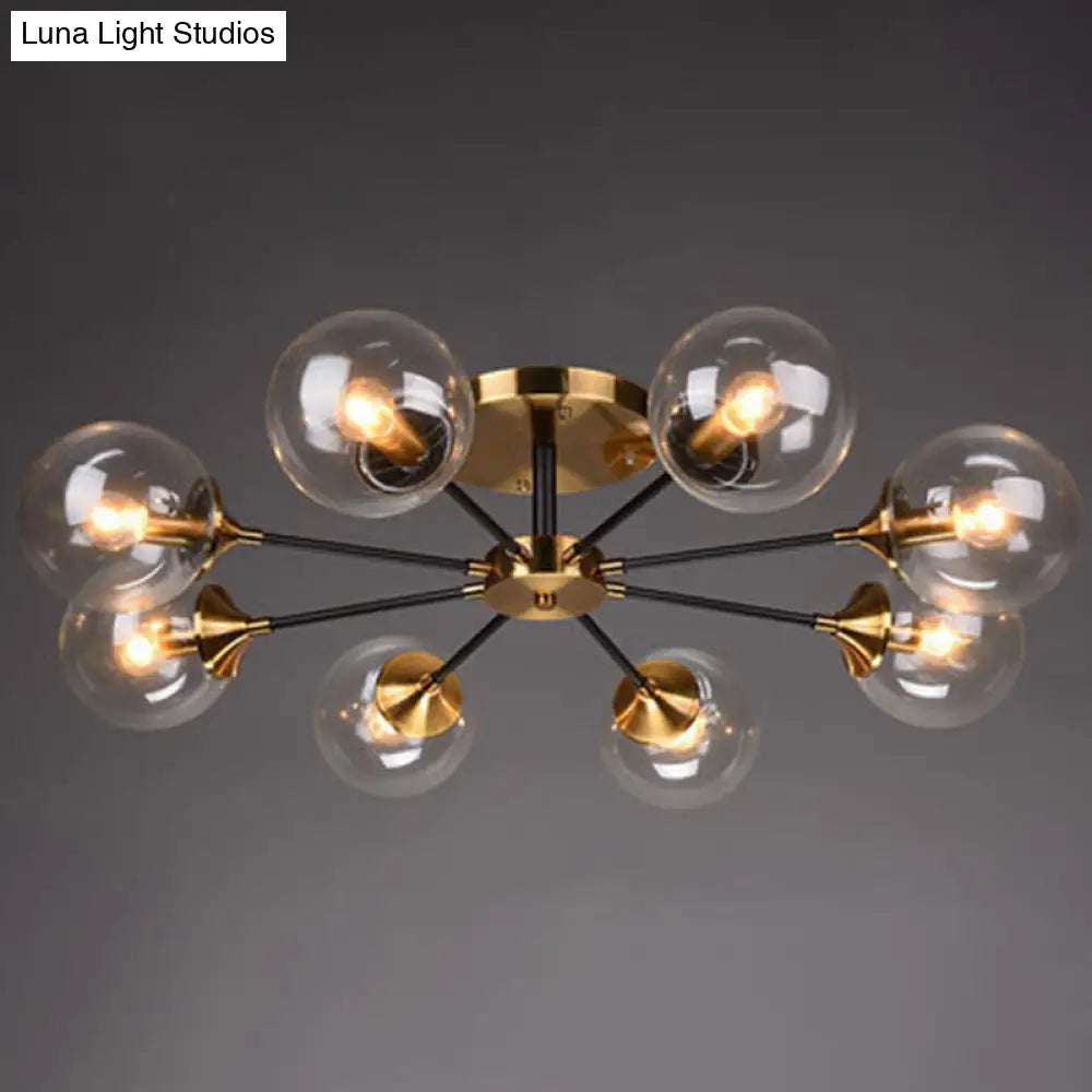 Contemporary Bedroom Sparkle: Stained Glass Sputnik Flush Mount Ceiling Chandelier