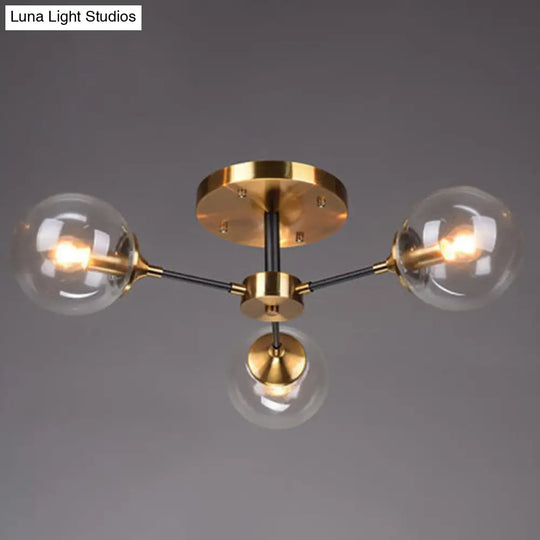 Contemporary Bedroom Sparkle: Stained Glass Sputnik Flush Mount Ceiling Chandelier 3 / Clear