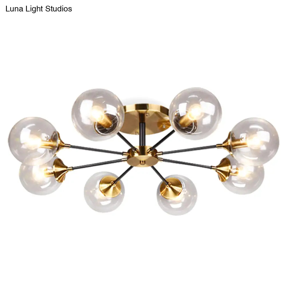 Contemporary Bedroom Sparkle: Stained Glass Sputnik Flush Mount Ceiling Chandelier