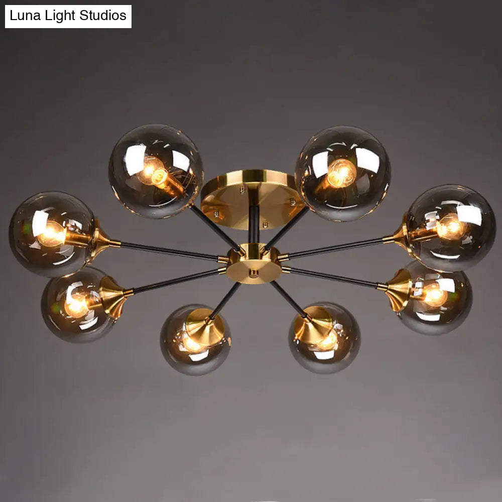 Contemporary Bedroom Sparkle: Stained Glass Sputnik Flush Mount Ceiling Chandelier