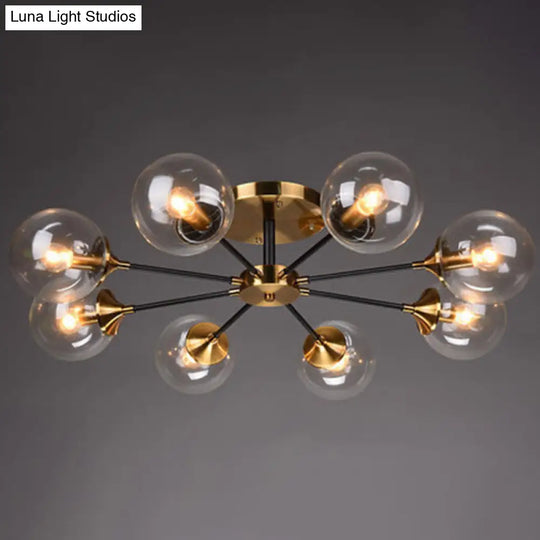 Contemporary Bedroom Sparkle: Stained Glass Sputnik Flush Mount Ceiling Chandelier 8 / Clear