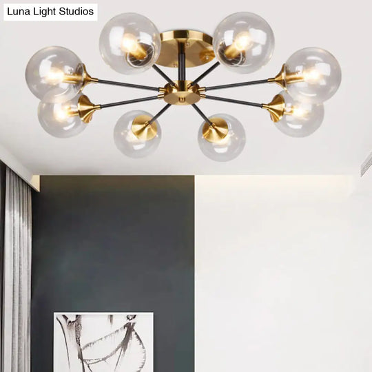 Contemporary Bedroom Sparkle: Stained Glass Sputnik Flush Mount Ceiling Chandelier