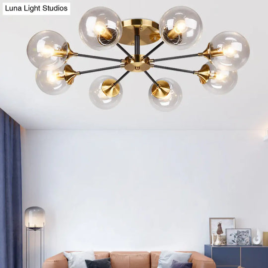 Contemporary Bedroom Sparkle: Stained Glass Sputnik Flush Mount Ceiling Chandelier