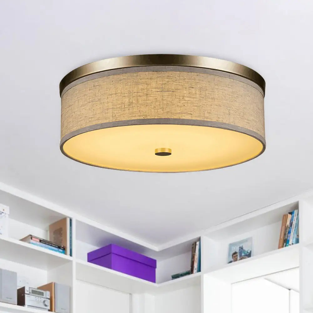 Contemporary Beige Fabric Led Flush Mount Lamp (16’/19.5’/23.5’ Dia) / 16’