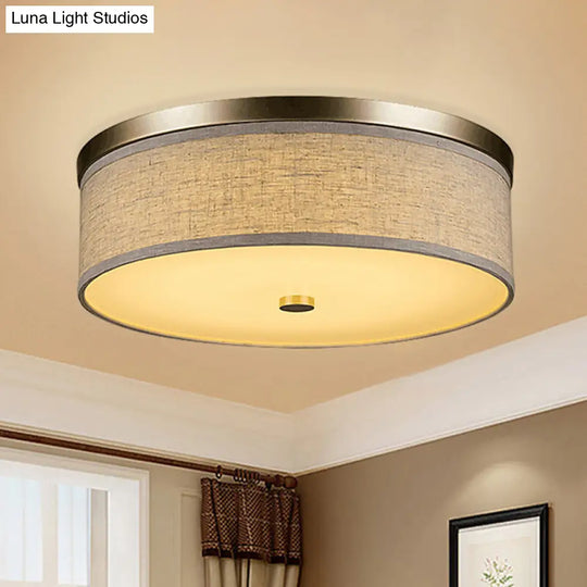 Contemporary Beige Fabric Led Flush Mount Lamp (16/19.5/23.5 Dia) / 23.5