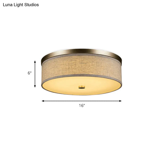Contemporary Beige Fabric Led Flush Mount Lamp (16’/19.5’/23.5’ Dia)