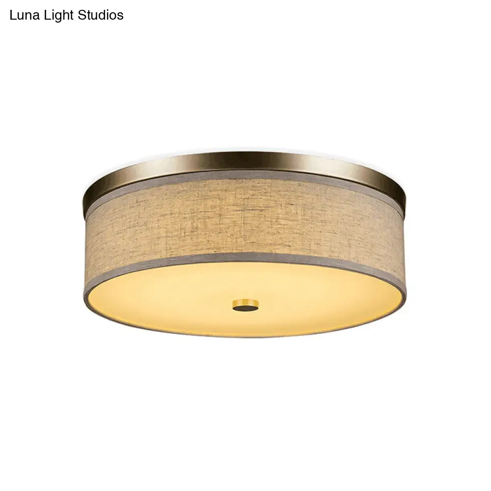 Contemporary Beige Fabric Led Flush Mount Lamp (16/19.5/23.5 Dia)