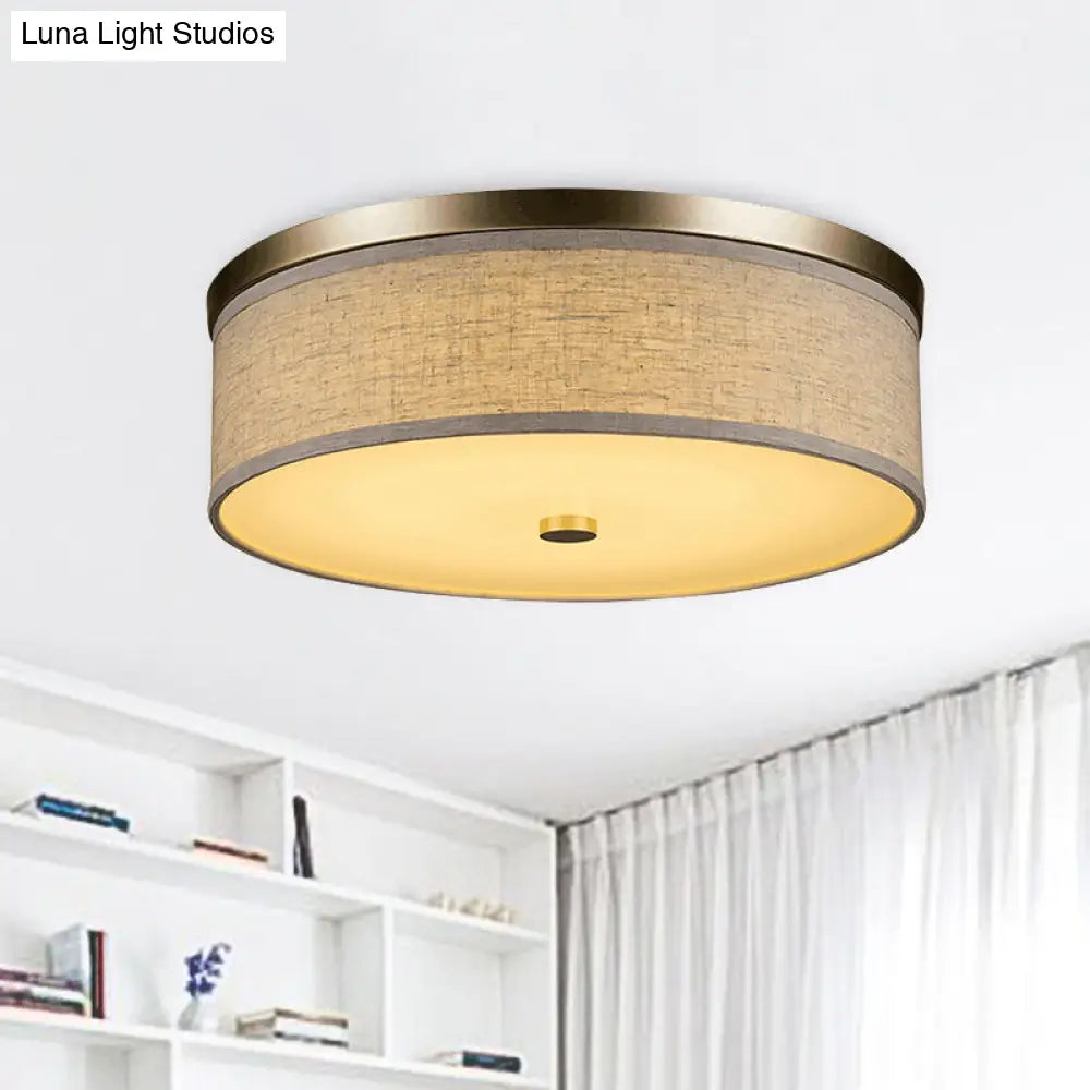 Contemporary Beige Fabric Led Flush Mount Lamp (16/19.5/23.5 Dia) / 19.5