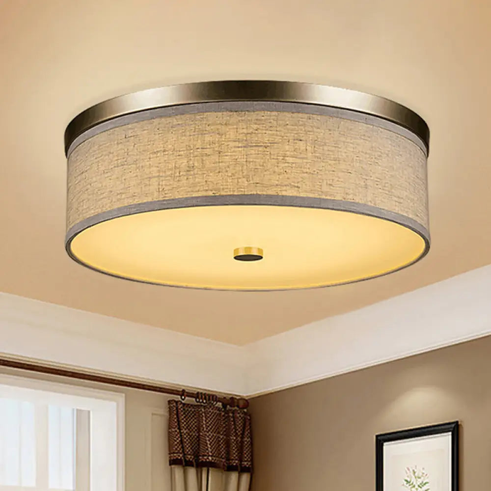 Contemporary Beige Fabric Led Flush Mount Lamp (16’/19.5’/23.5’ Dia) / 23.5’