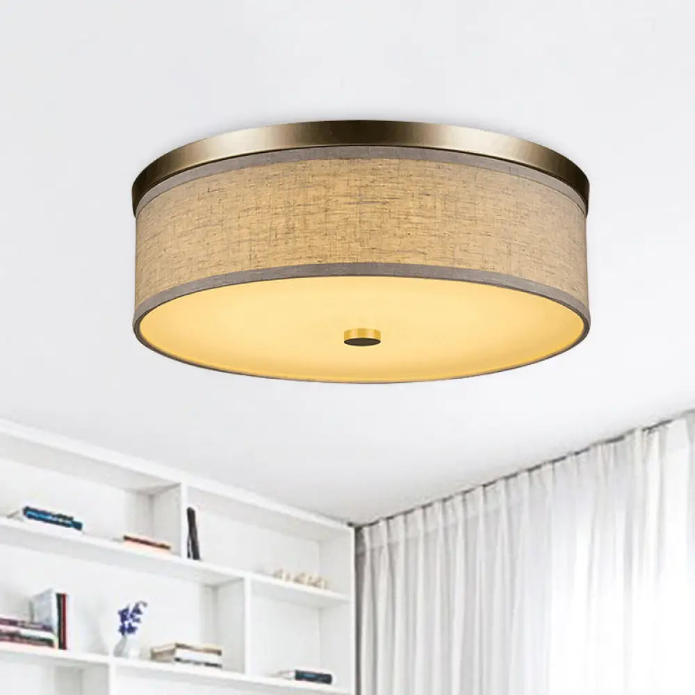 Contemporary Beige Fabric Led Flush Mount Lamp (16’/19.5’/23.5’ Dia) / 19.5’