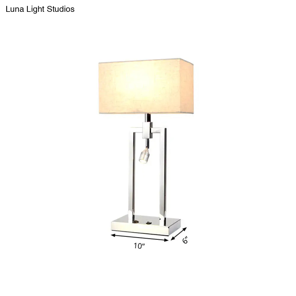 Contemporary Beige Fabric Reading Lamp With Metal Base