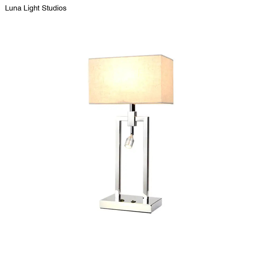 Contemporary Beige Fabric Reading Lamp With Metal Base