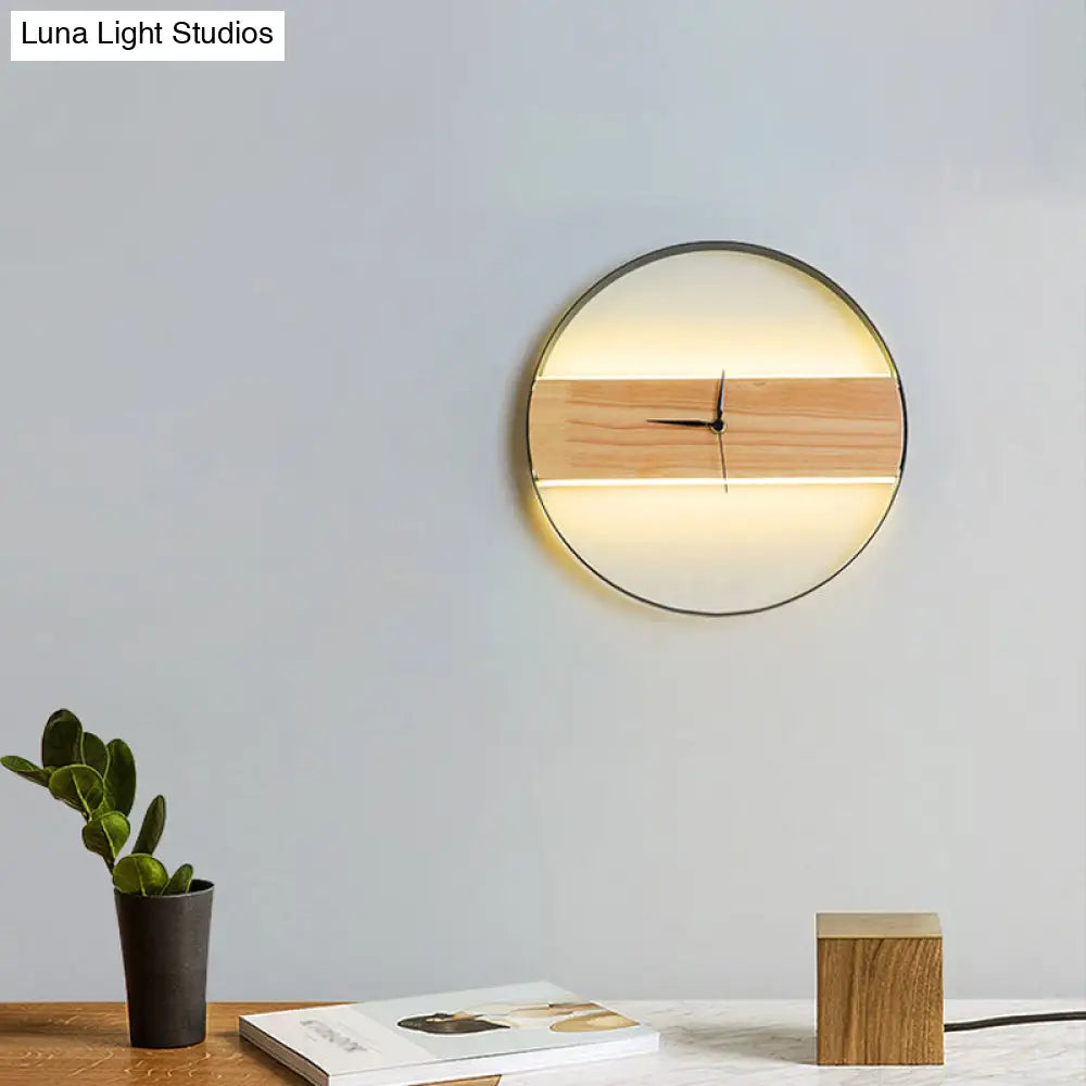 Contemporary Beige Wall Sconce With Acrylic Led - Flush Mount Rectangular/Round Parlor Design.