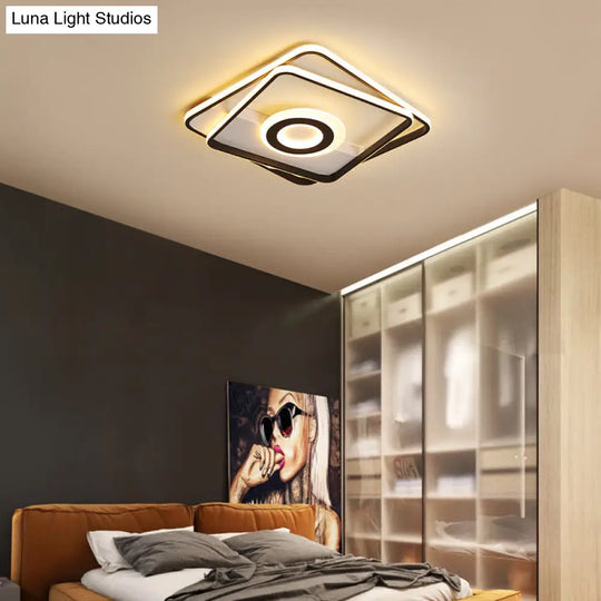 Contemporary Black Acrylic Flush Mount Led Ceiling Light For Living Room - Warm/White