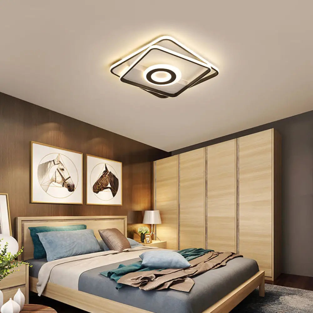 Contemporary Black Acrylic Flush Mount Led Ceiling Light For Living Room - Warm/White