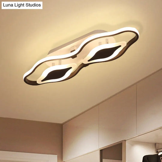 Contemporary Black Acrylic Led Bedroom Ceiling Flush Mount With Semi Flushmount Swimming Goggles