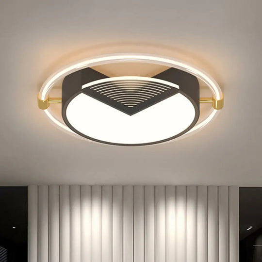 Contemporary Black Acrylic Led Ceiling Light - Geometric Bedroom Fixture