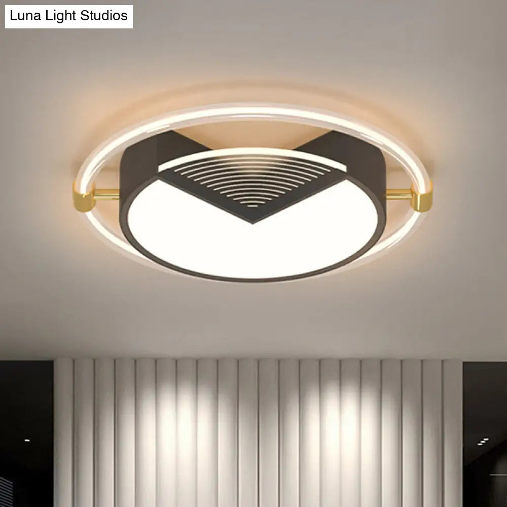 Contemporary Black Acrylic Led Ceiling Light - Geometric Bedroom Fixture