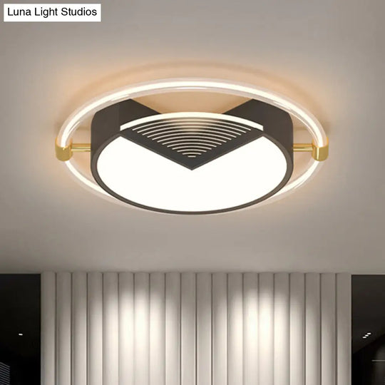 Contemporary Black Acrylic Led Ceiling Light - Geometric Bedroom Fixture