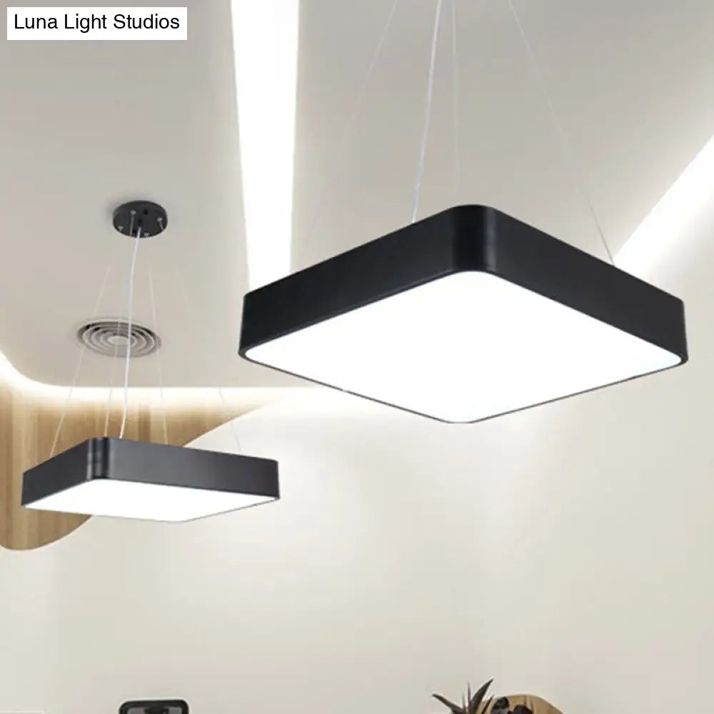 Contemporary Black Acrylic Led Pendant Light For Office - Square Chandelier Design