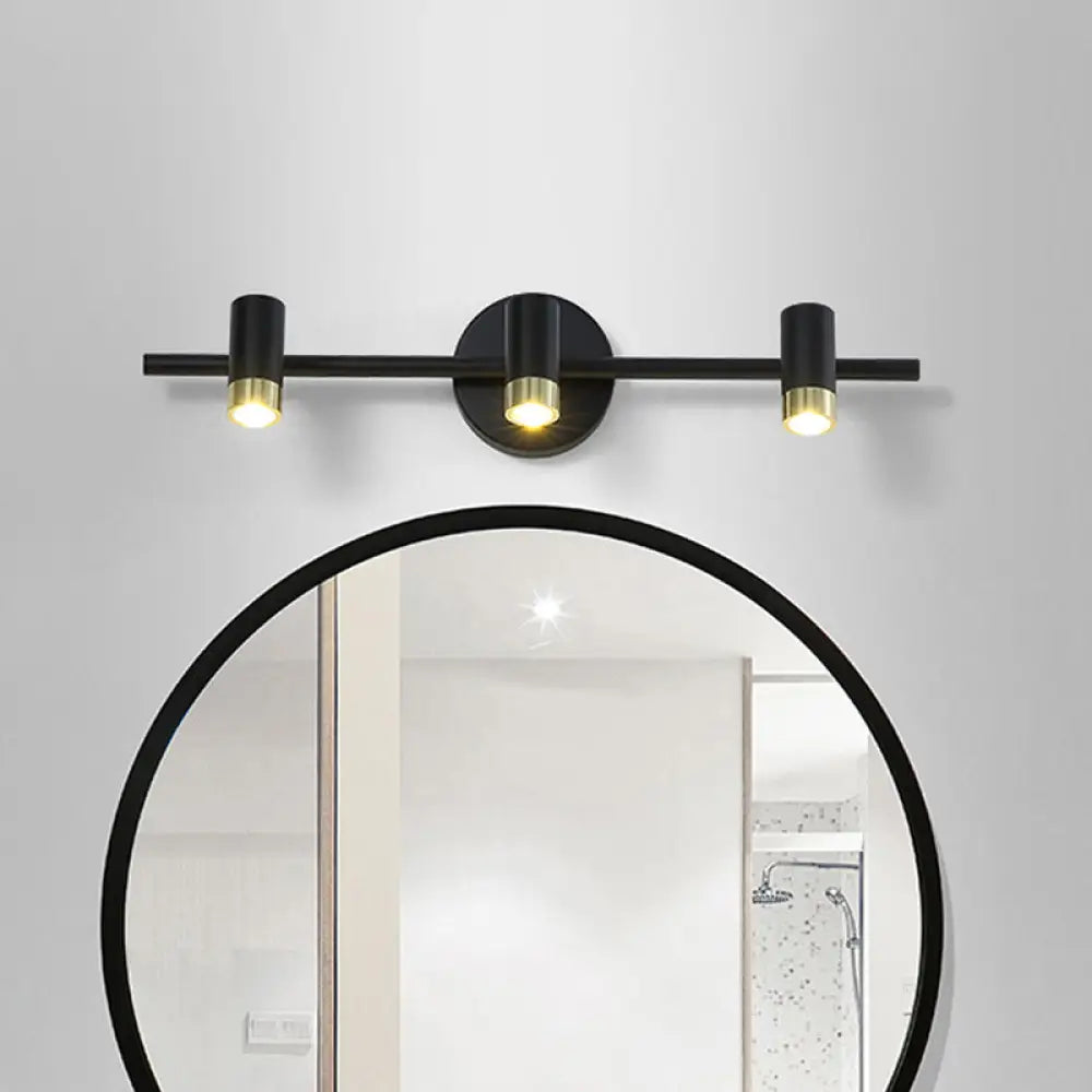 Contemporary Black Adjustable 3-Bulb Wall Sconce Vanity Light