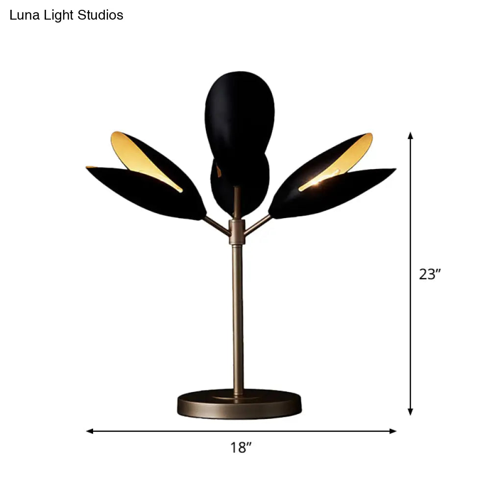 Contemporary Black And Gold Branch Nightstand Lamp With 4 Lights Perfect For Living Room