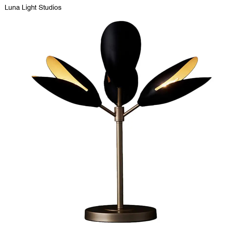 Contemporary Black And Gold Branch Nightstand Lamp With 4 Lights Perfect For Living Room