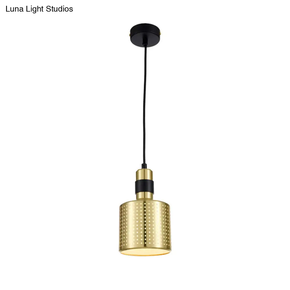 Contemporary Black And Gold Cylinder Pendant Light - Modern Hanging Lamp