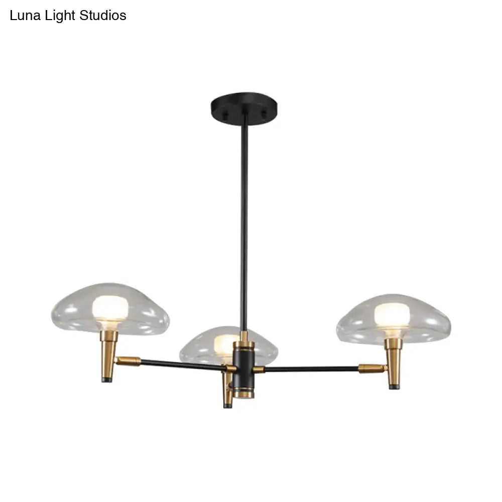 Contemporary Black And Gold Dining Room Chandelier With Clear Glass Shades