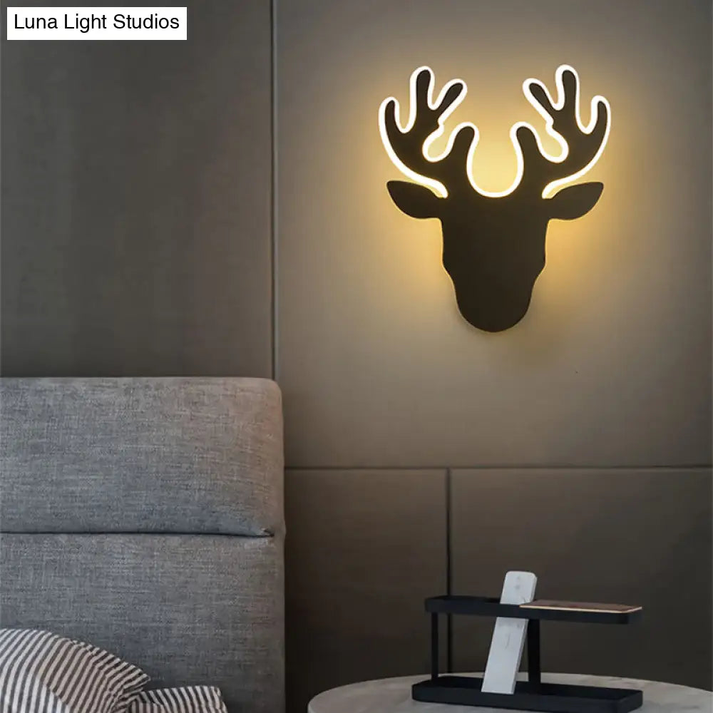 Contemporary Black And White Antler Led Sconce