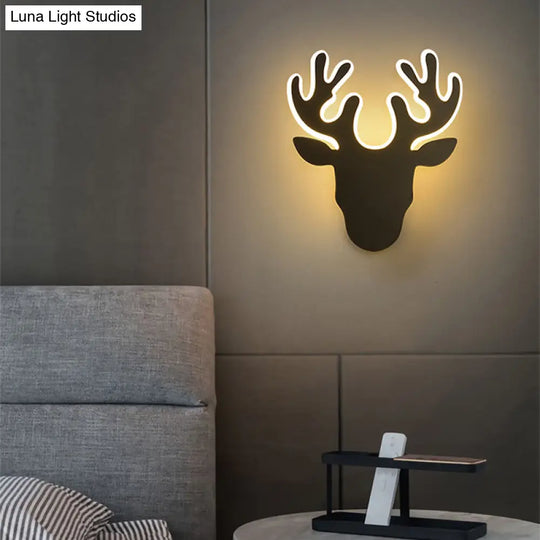 Contemporary Black And White Antler Led Sconce