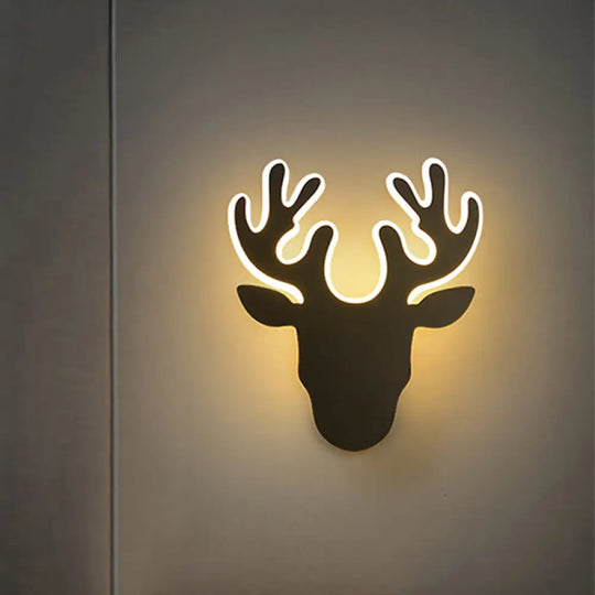 Contemporary Black And White Antler Led Sconce / Warm