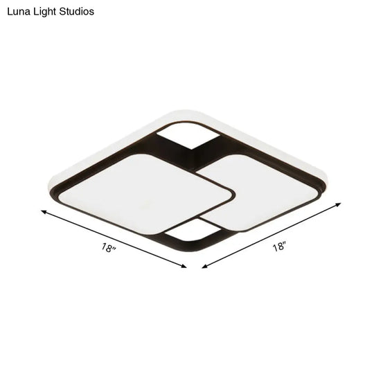 Contemporary Black And White Rectangular/Square Flush Mount Led Ceiling Light For Living Room -