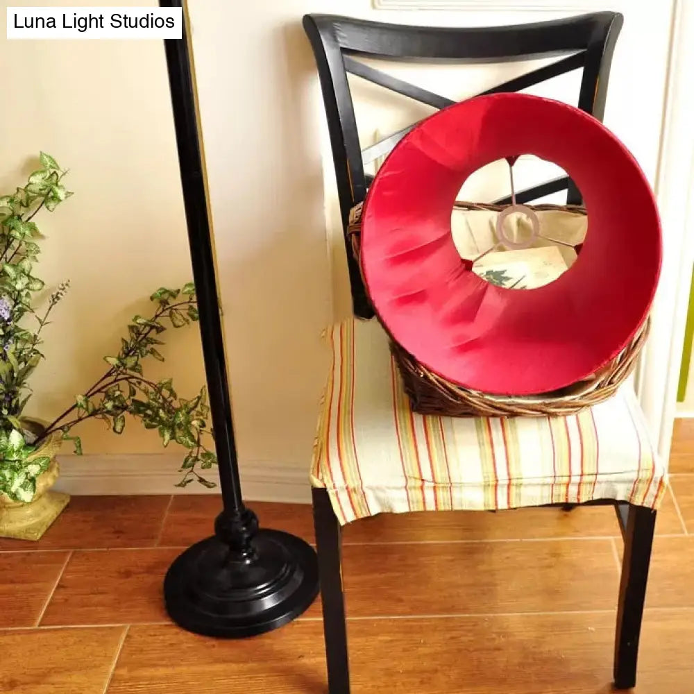 Contemporary Black Base Floor Lamp With Bucket Shade - Ideal For Living Room