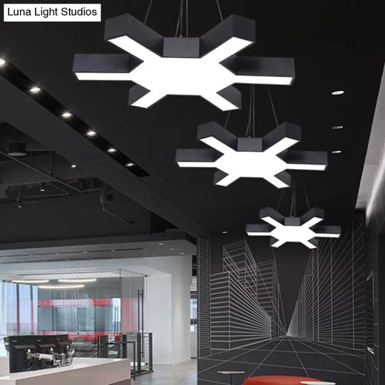 Contemporary Black Led Hanging Lamp For Gymnasiums: Branch Design Acrylic Commercial Pendant