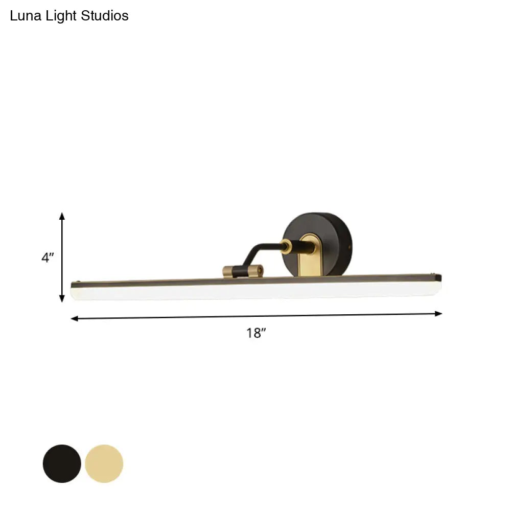 Contemporary Black/Brass Metal Vanity Bar Light With Adjustable Arm - 18/23 Width